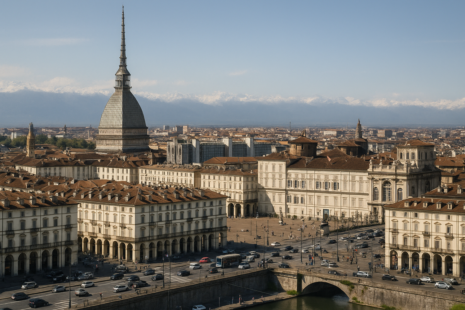 Realistic Turin cityscape