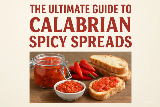 Jar and bowl of Calabrian spicy spread with fresh red chili peppers and slices of bread