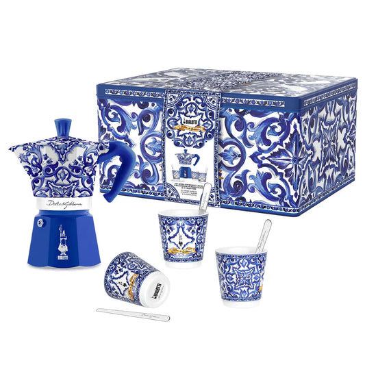 Bialetti X Dolce&Gabbana Blue Mediterranean Gift Set (6 cup Moka and Stirrer set) Brew Italia Bialetti Hardware