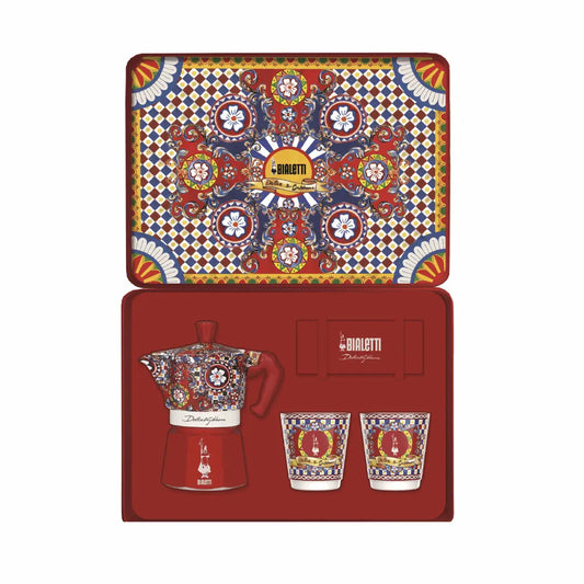 Bialetti X Dolce&Gabbana Sicilian Cart Gift Set (Moka 2 Cup, 2 Cups & Gold Stirrers) Brew Italia Bialetti Hardware