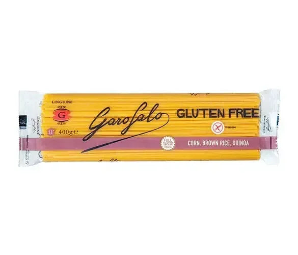 Garofalo gluten-free linguine pasta package made from corn, brown rice, and quinoa, 400g