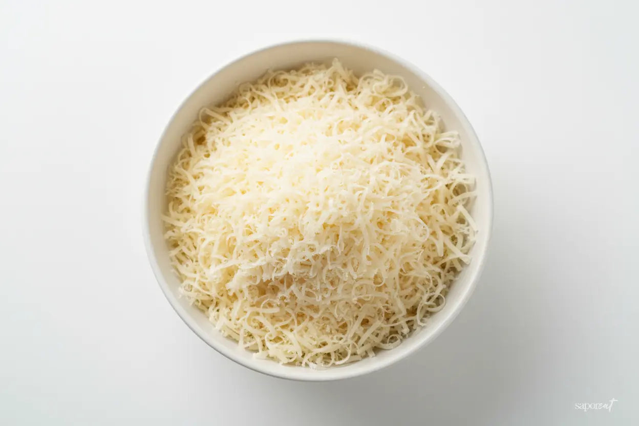 Grated Parmigiano Reggiano 100g in bowl Cheese