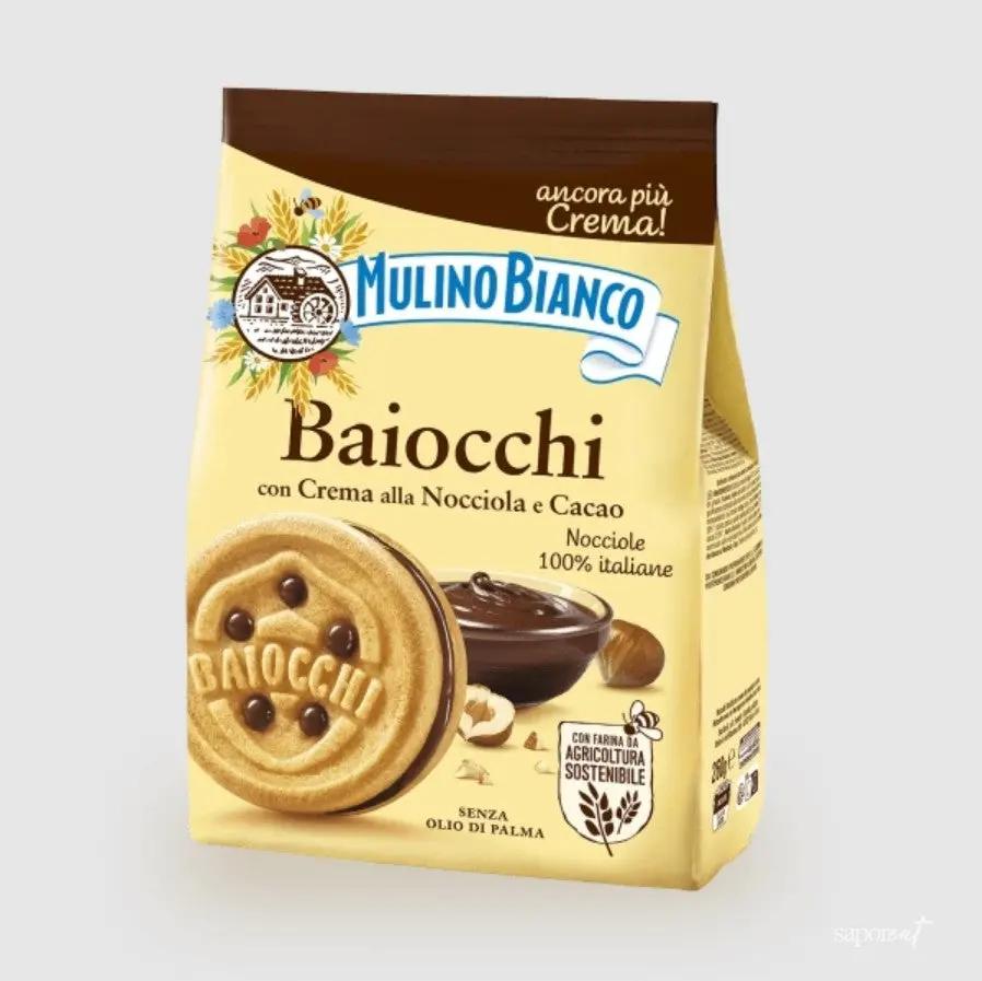 Mulino Bianco Baiocchi Hazelnut and Cocoa Cream Filled Cookies 260g Fifo Store