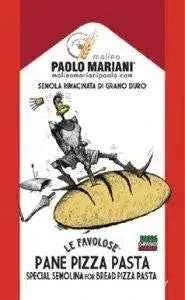 Paolo Mariani premium Italian semolina flour packaging with bread, pizza, pasta illustration