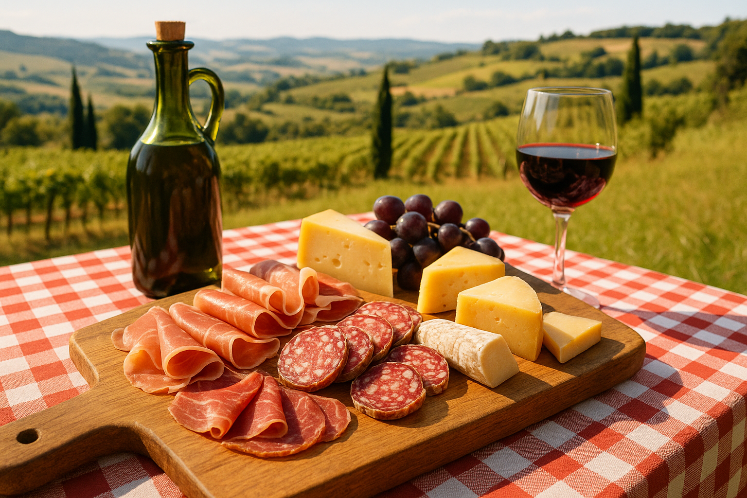 Italian countryside charcuterie board scene